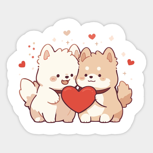 Cute dogs in love Sticker by DemoArtMode